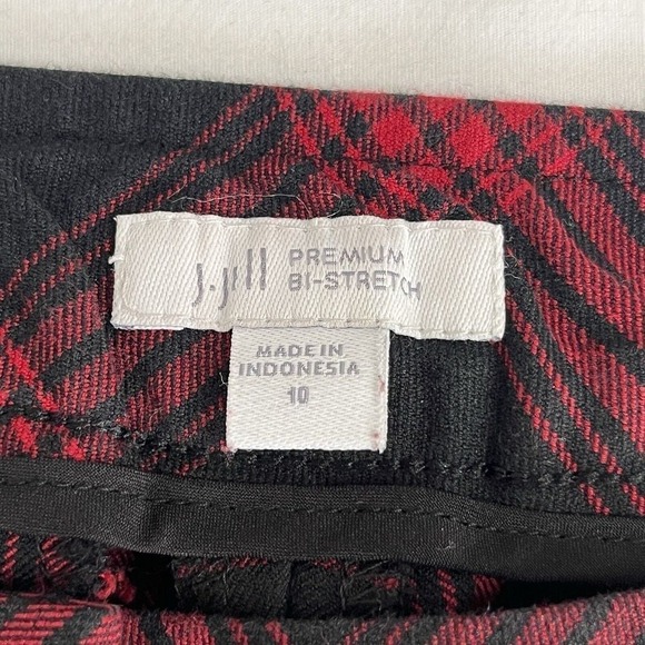 J.Jill Premium Bi-Stretch Plaid Trouser Pant Red Size 10 Preppy Clueless Classic - Picture 3 of 12